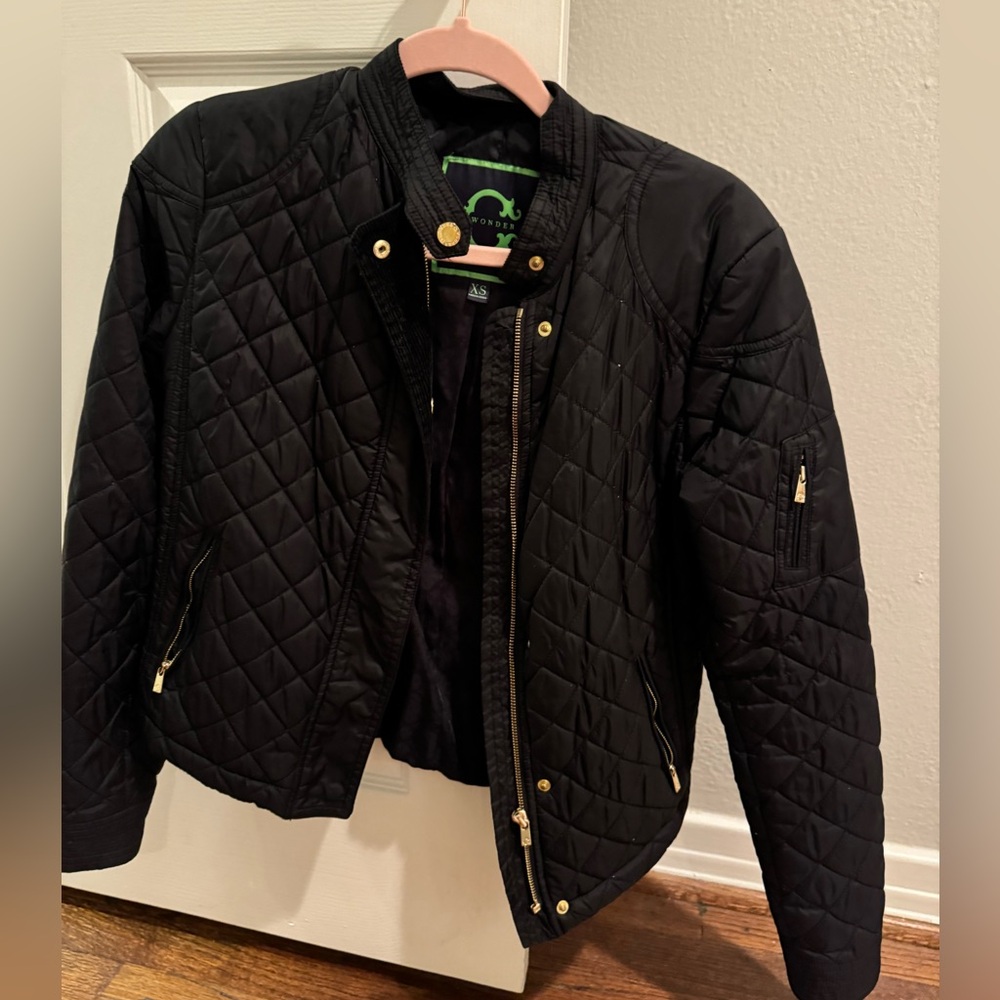 C Wonder black quilted coat.